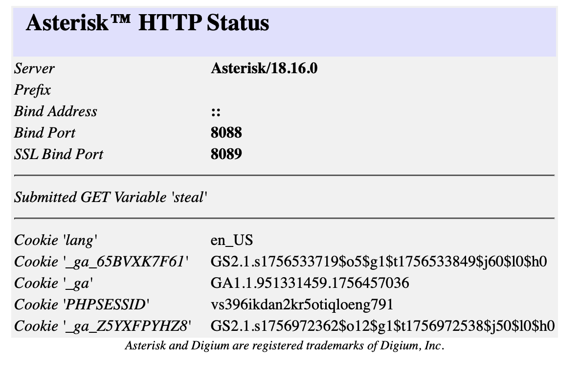 Asterisk HTTP Status Page