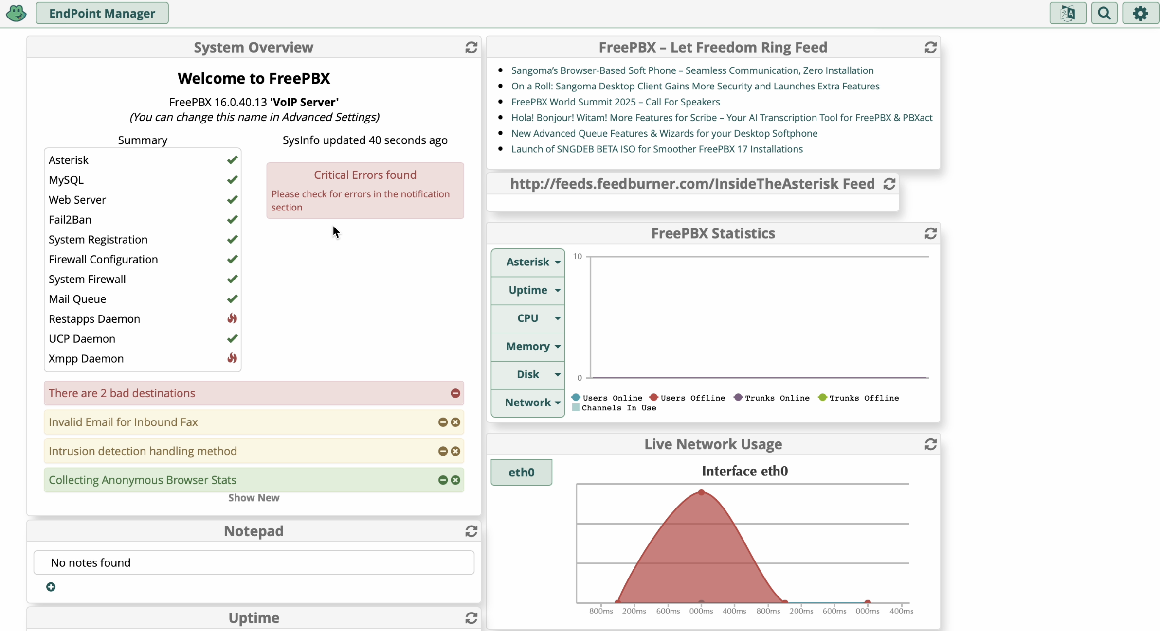 Endpoint Manager Module in the Admin Interface
